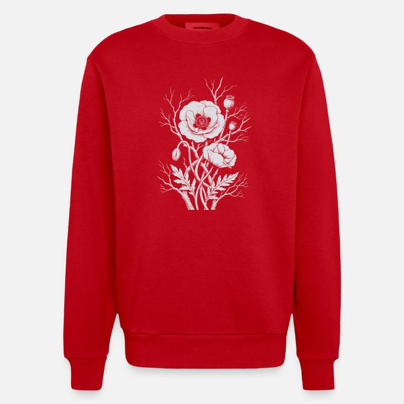 Mohnblumen - Heavyweight Oversized Organic Crew Neck Made in EU - Rot