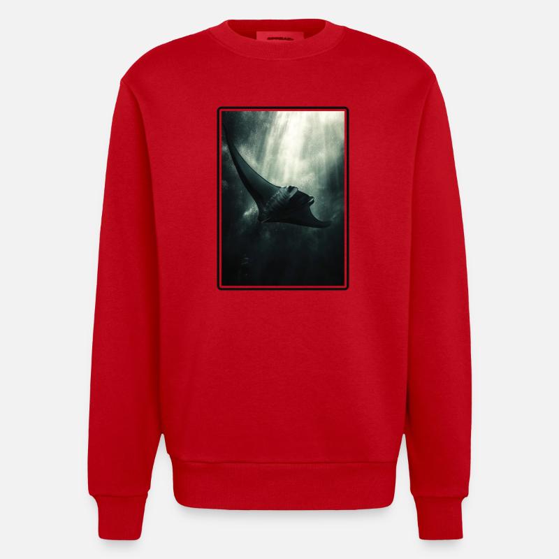 Rays Manta Rays - Heavyweight Oversized Organic Crew Neck Made in EU - red