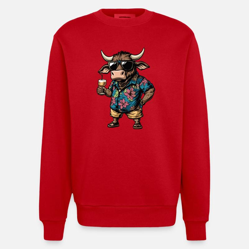 Taurus Comic Summer - Heavyweight Oversized Organic Crew Neck Made in EU - red