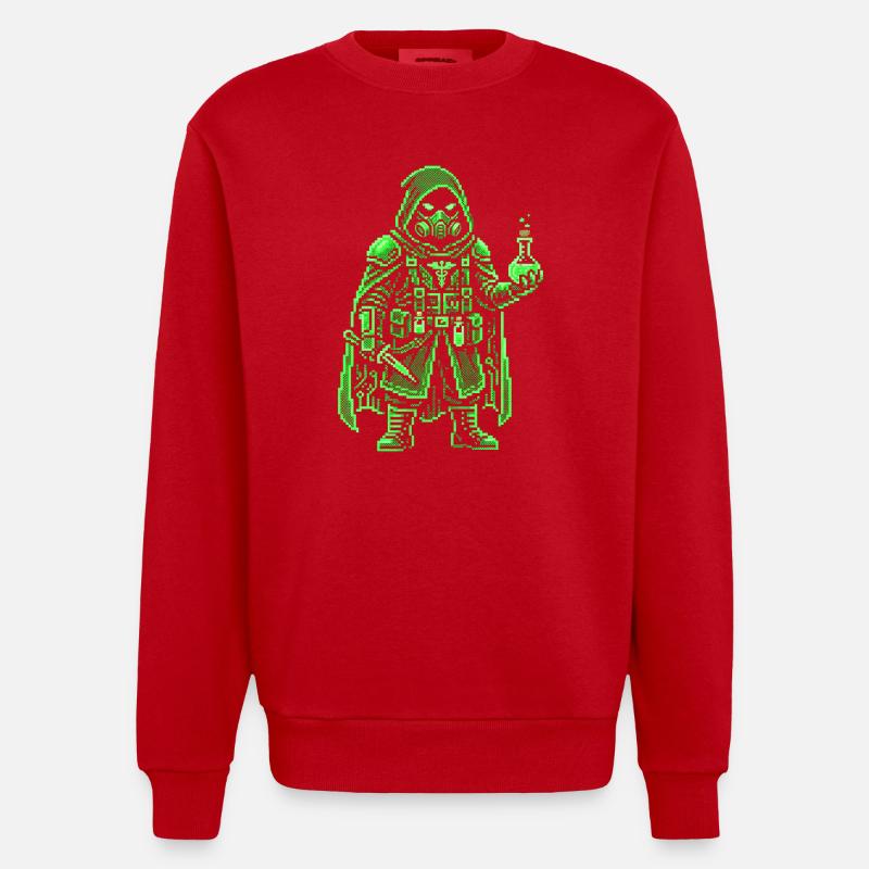 Punk Apothécary Pixel Art Hacker rétro - Sweat bio épais oversize fabriqué en UE - rouge