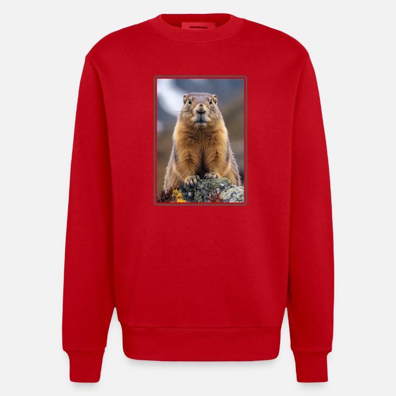 Marmots Groundhog - Heavyweight Oversized Organic Crew Neck Made in EU - red