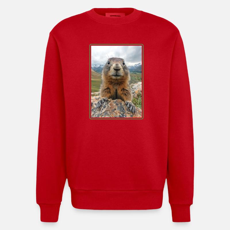 Marmots Groundhog - Heavyweight Oversized Organic Crew Neck Made in EU - red
