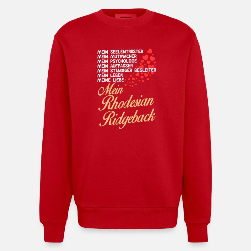 Rhodesian-Ridgeback- Mein - Heavyweight Oversized Organic Crew Neck Made in EU - Rot