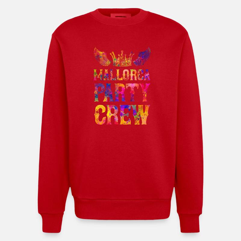 Mallorca Party Crew Spruch - Heavyweight Oversized Organic Crew Neck Made in EU - Rot
