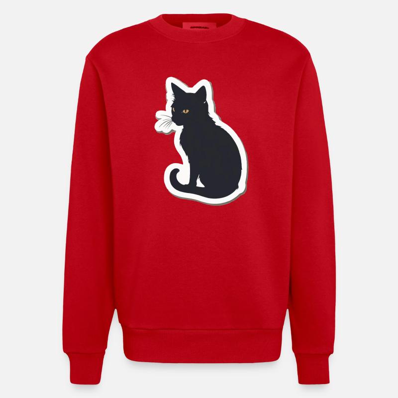 Silhouette de chat - Sweat bio épais oversize fabriqué en UE - rouge
