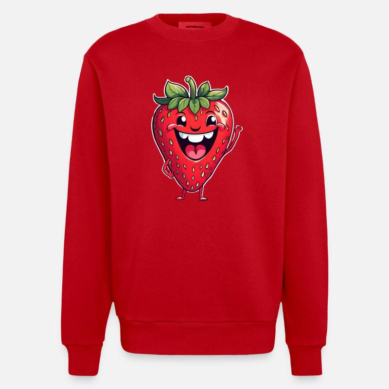 Erdbeere - Heavyweight Oversized Organic Crew Neck Made in EU - Rot
