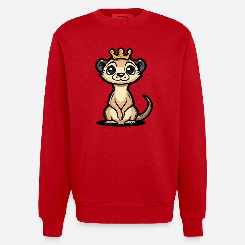 Erdmännchen Comic Krone - Heavyweight Oversized Organic Crew Neck Made in EU - Rot