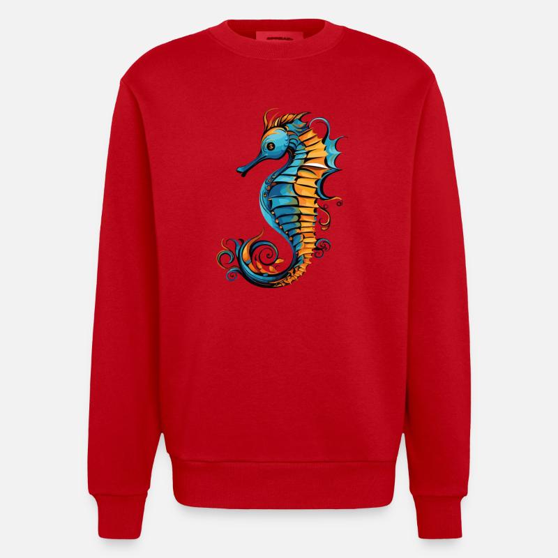 seepferdchen - Heavyweight Oversized Organic Crew Neck Made in EU - Rot