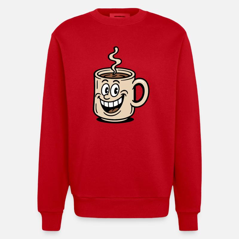 Coffee Cup Comic - Heavyweight Oversized Organic Crew Neck Made in EU - red