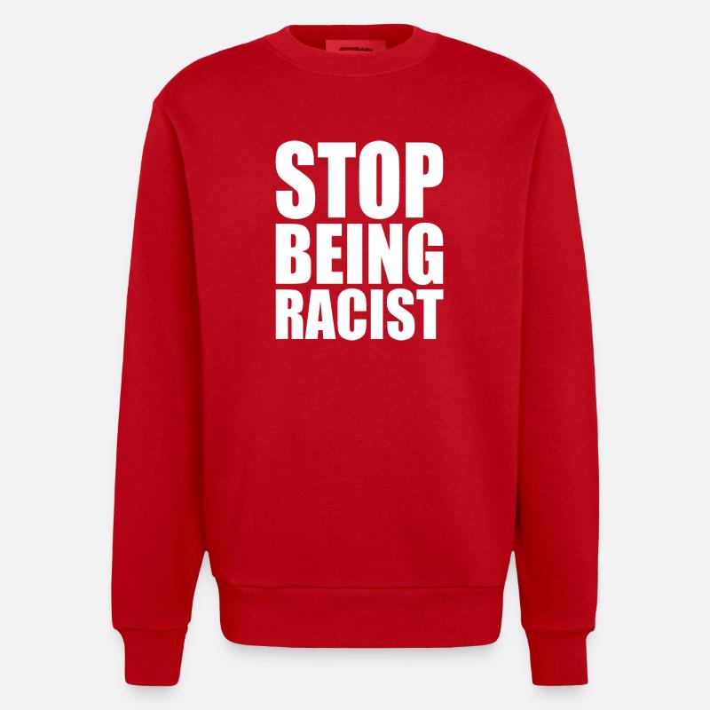 Stop being racist - Sweat bio épais oversize fabriqué en UE - rouge