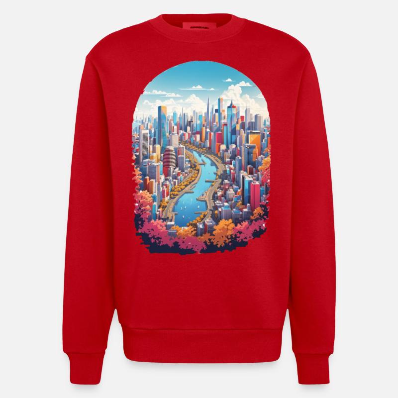 Stadt Landschaft - Heavyweight Oversized Organic Crew Neck Made in EU - Rot