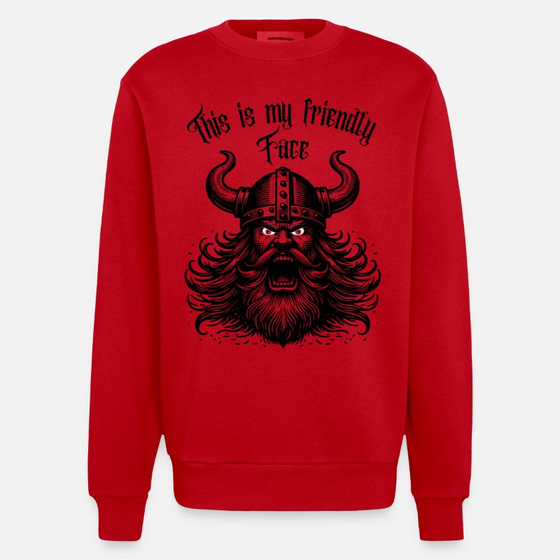C’est mon visage amical - Sweat bio épais oversize fabriqué en UE - rouge