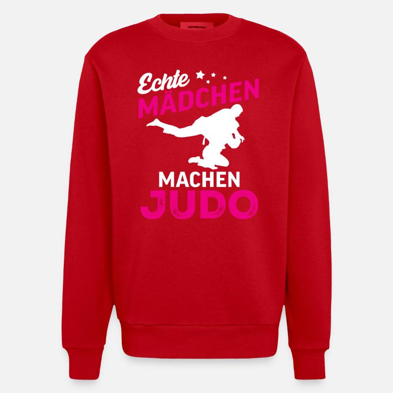 echte mädchen machen judo - Heavyweight Oversized Organic Crew Neck Made in EU - Rot