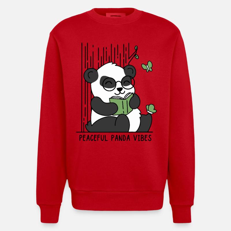 Friedliche Panda-Vibes - Heavyweight Oversized Organic Crew Neck Made in EU - Rot