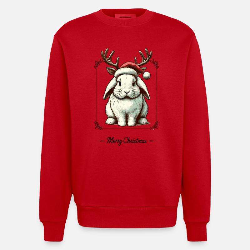 Mignon lapin style Noël - Sweat bio épais oversize fabriqué en UE - rouge