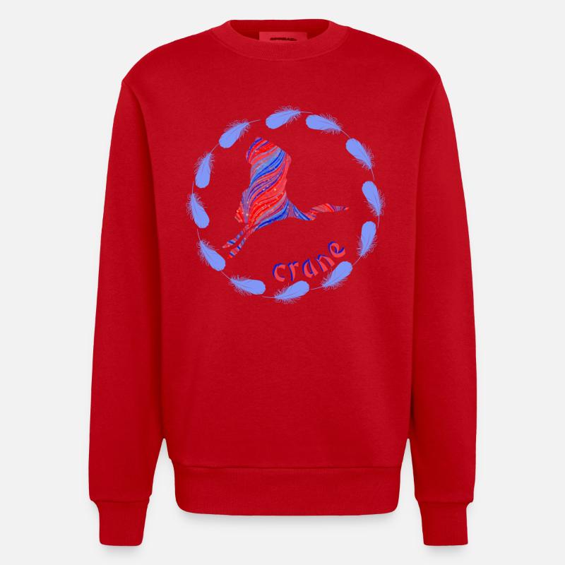 kranich e 279 - Heavyweight Oversized Organic Crew Neck Made in EU - Rot