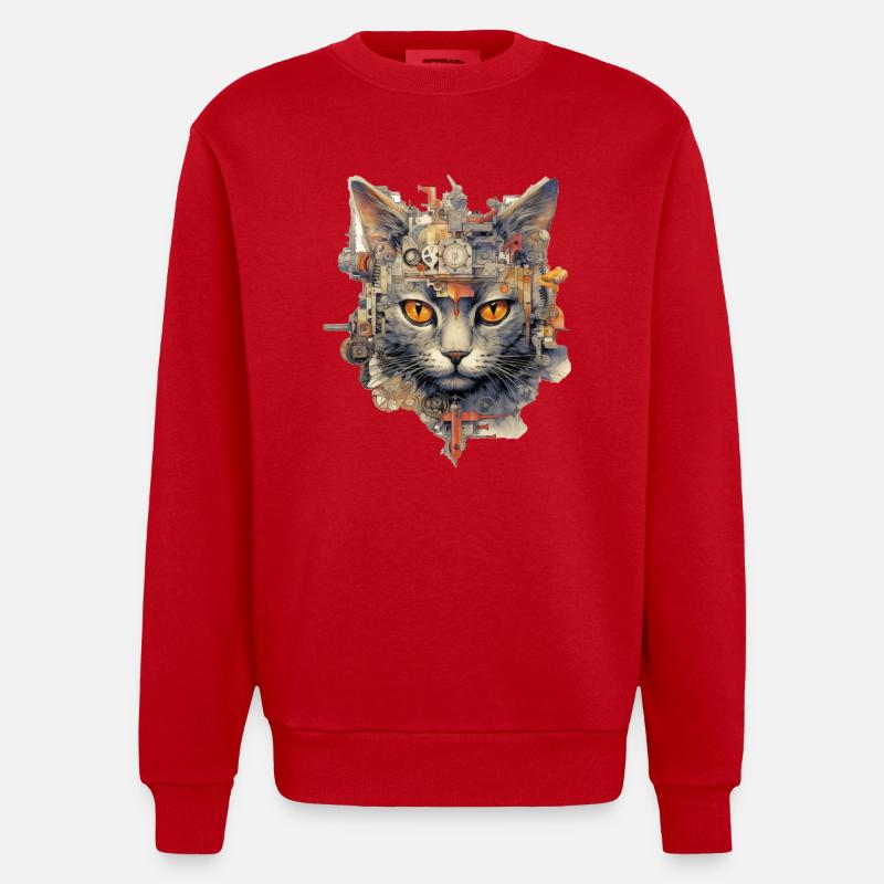 Chat - Sweat bio épais oversize fabriqué en UE - rouge