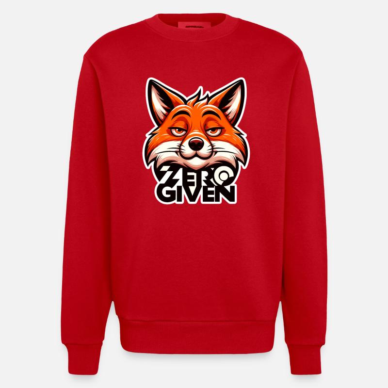 Zéro donné - Illustration de renard - Sweat bio épais oversize fabriqué en UE - rouge