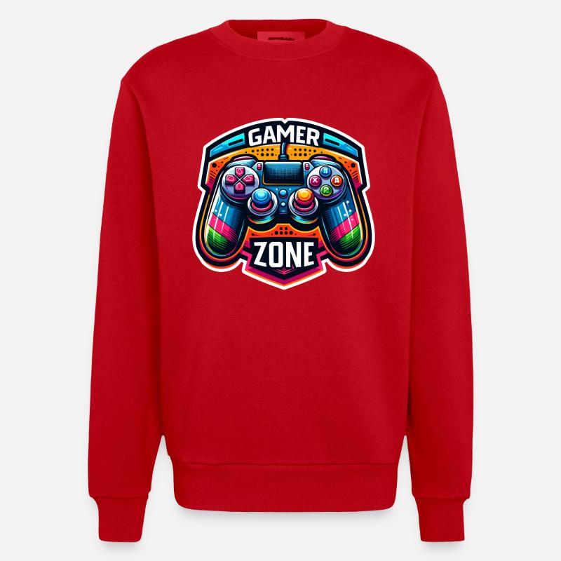 Gamer Zone - Controller Illustration - Heavyweight Oversized Organic Crew Neck Made in EU - Rot