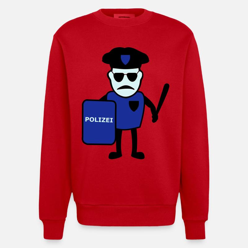 Policeman avec matraque - Sweat bio épais oversize fabriqué en UE - rouge