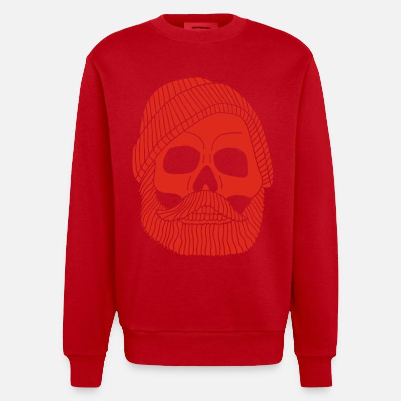 Crâne de marin pêcheur rouge - Sweat bio épais oversize fabriqué en UE - rouge