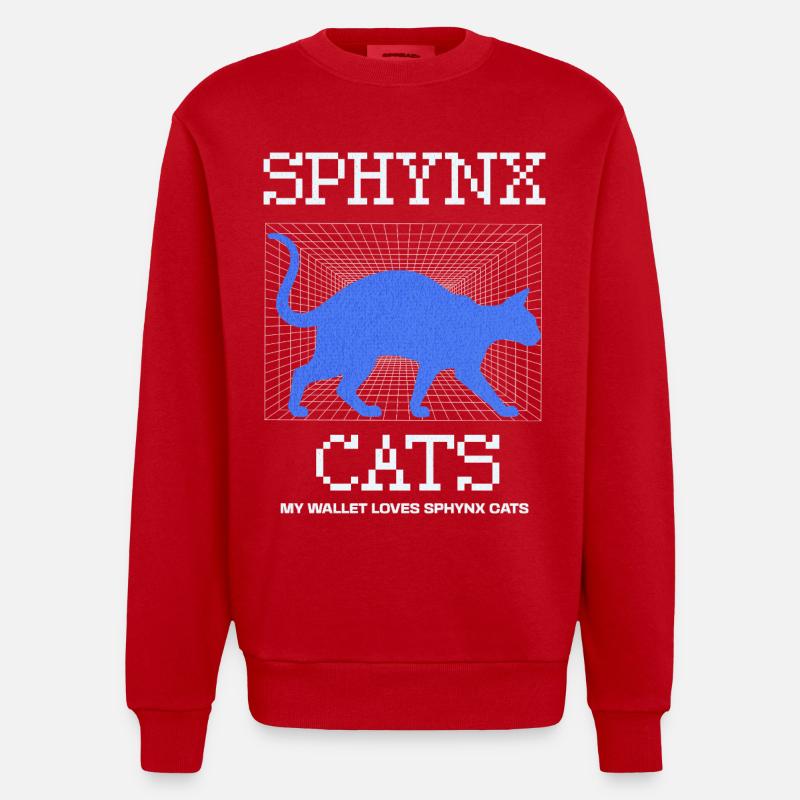 Chat Sphynx sans poils drôle - Sweat bio épais oversize fabriqué en UE - rouge