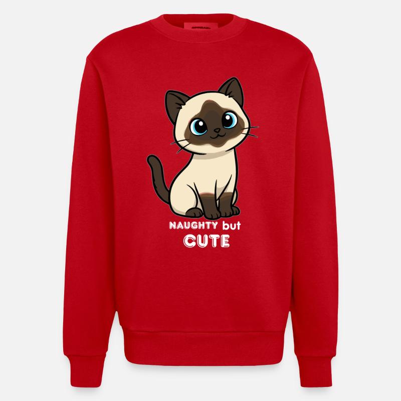 Chat Coquin et Mignon - Sweat bio épais oversize fabriqué en UE - rouge