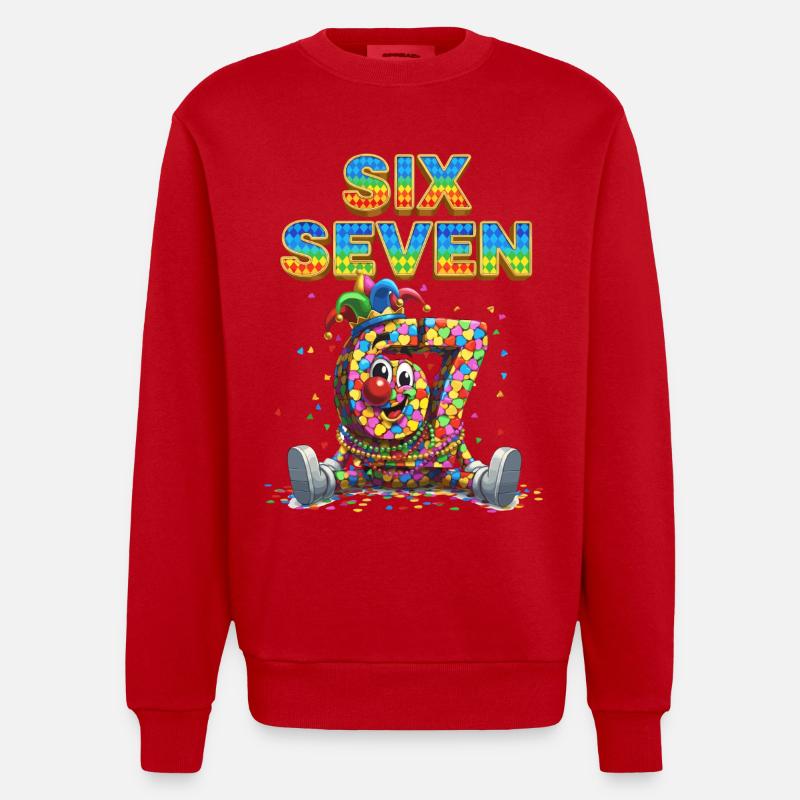 67 six seven Karneval Süß Geschenk - Heavyweight Oversized Organic Crew Neck Made in EU - Rot