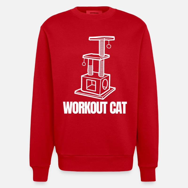 Workout Cat Emblem - Sweat bio épais oversize fabriqué en UE - rouge