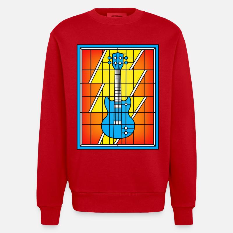 Guitare bleue vitral - Sweat bio épais oversize fabriqué en UE - rouge