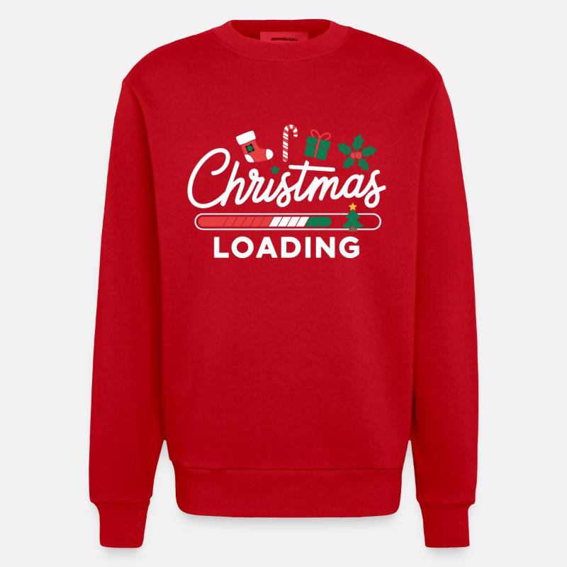 Christmas Loading Loading Bar Christmas - Heavyweight Oversized Organic Crew Neck Made in EU - red