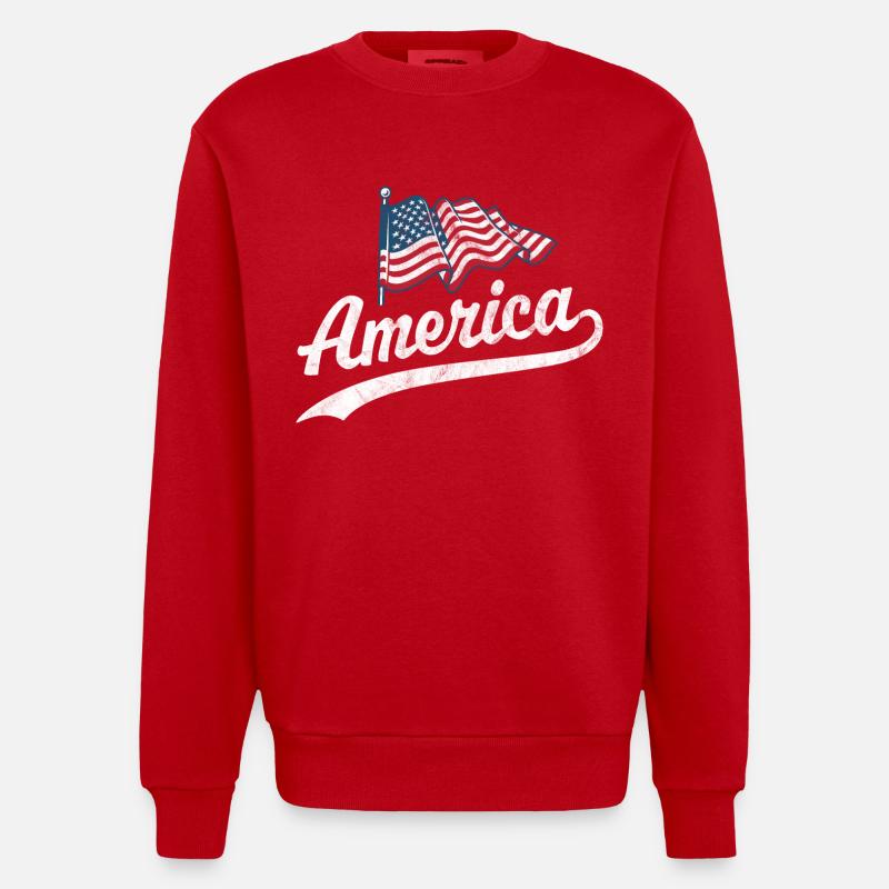 Drapeau de l’Amérique - Sweat bio épais oversize fabriqué en UE - rouge