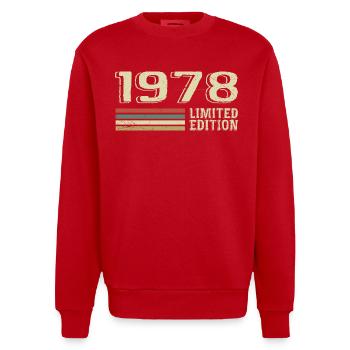 Born in 1978 Birthday 1978 Vintage 1978 - Heavyweight Oversized Organic Crew Neck Made in EU - red - Front - AI Model Female 172 light (172cm) & AI Model Male 178 light (178cm)