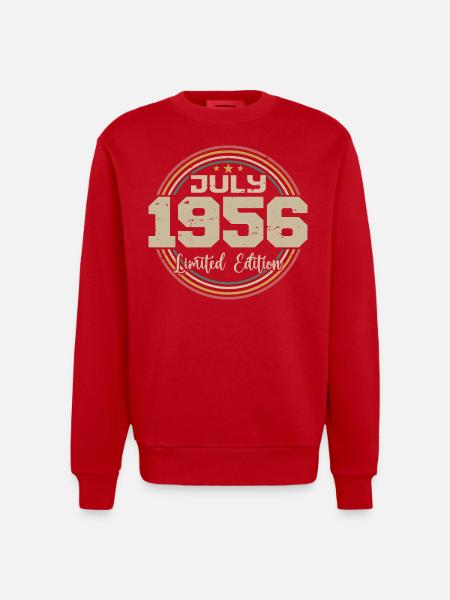 1956 Birthday July 1956 Gift July 1956 - Heavyweight Oversized Organic Crew Neck Made in EU - red
