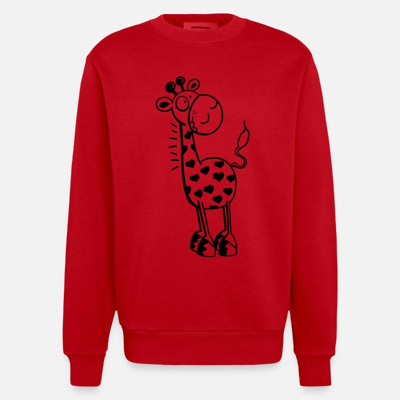 Herzliche Giraffe - Giraffen - Tiere - Comic - Heavyweight Oversized Organic Crew Neck Made in EU - Rot