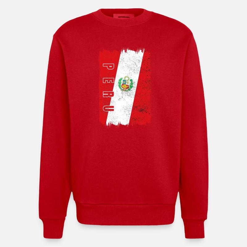 Drapeau du Pérou - Sweat bio épais oversize fabriqué en UE - rouge