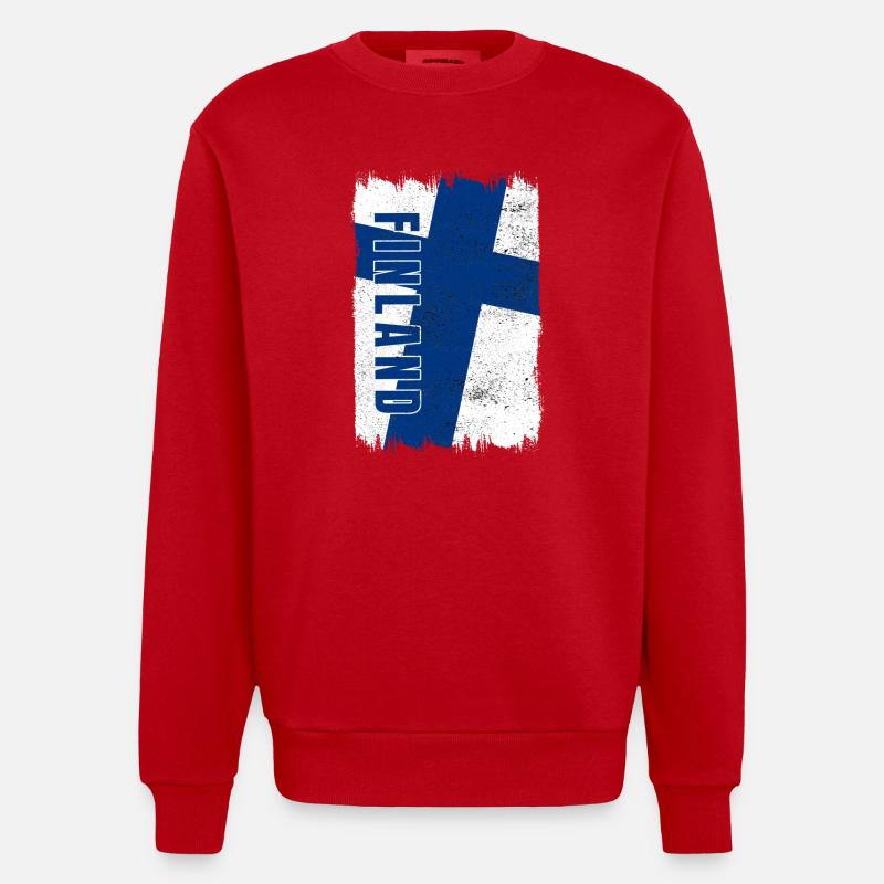 Drapeau de la Finlande - Sweat bio épais oversize fabriqué en UE - rouge