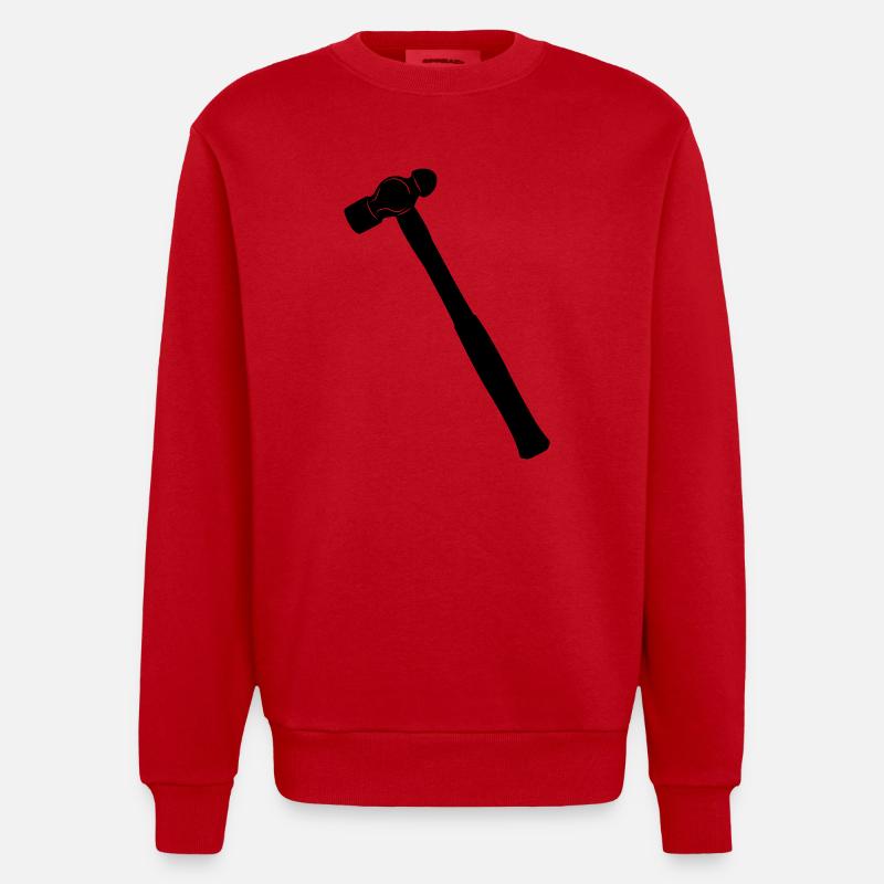 Kugelhammer oder Dellhammer Schattenbild - Heavyweight Oversized Organic Crew Neck Made in EU - Rot