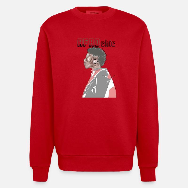 Afro chic - Heavyweight Oversized Organic Crew Neck Made in EU - red