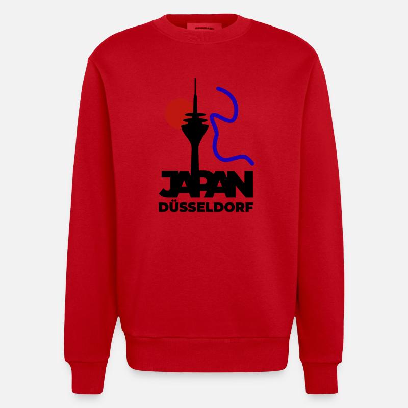 Japan goes Düsseldorf - Heavyweight Oversized Organic Crew Neck Made in EU - Rot