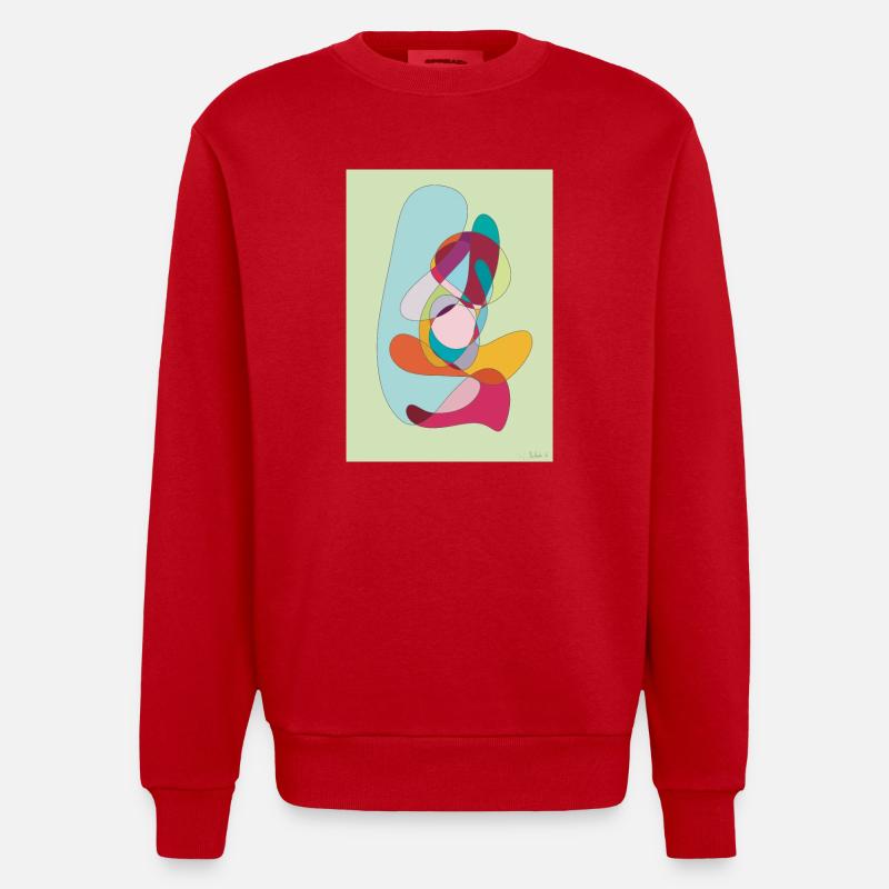 Abstrakte Farbflächen Komposition - Heavyweight Oversized Organic Crew Neck Made in EU - Rot