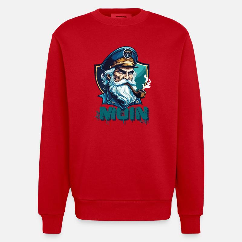 MOIN - Capitaine sinistre avec sifflet - Sweat bio épais oversize fabriqué en UE - rouge