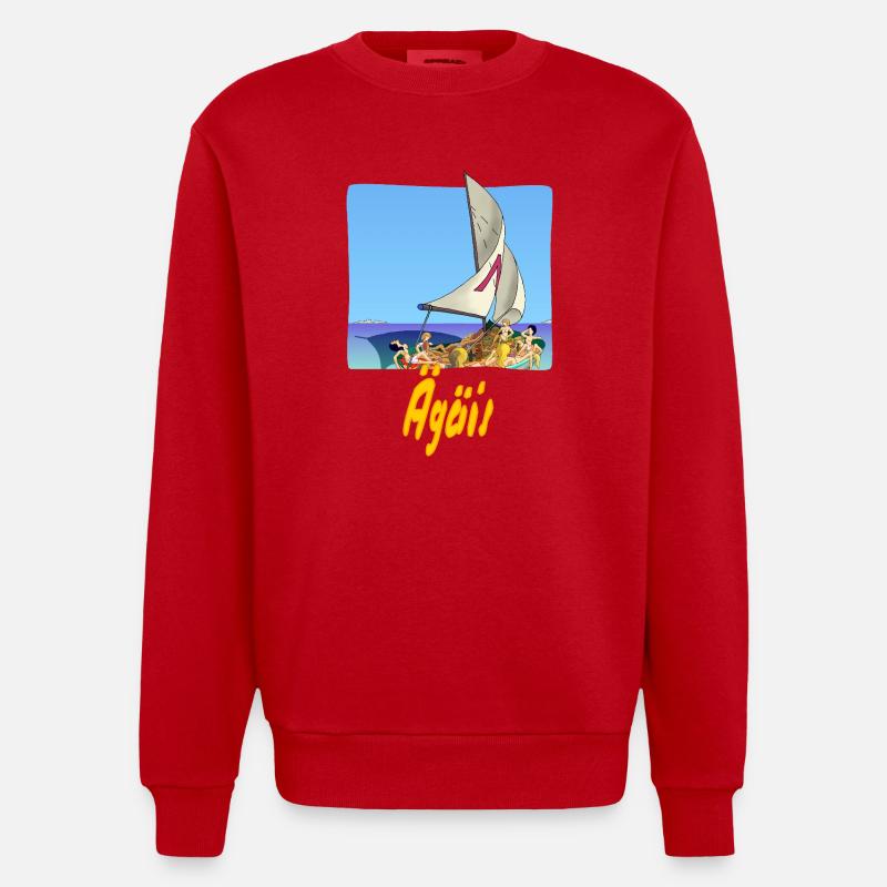 Mer Égée - Sweat bio épais oversize fabriqué en UE - rouge