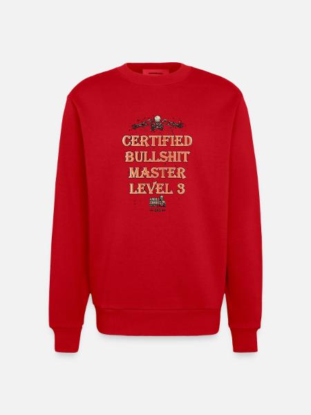 Certified Bullshit Master Level 3 - Heavyweight Oversized Organic Crew Neck Made in EU - red