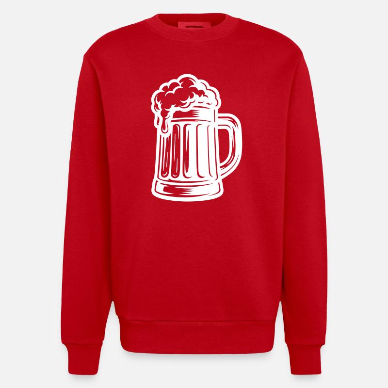 Icône de chope de bière - Sweat bio épais oversize fabriqué en UE - rouge