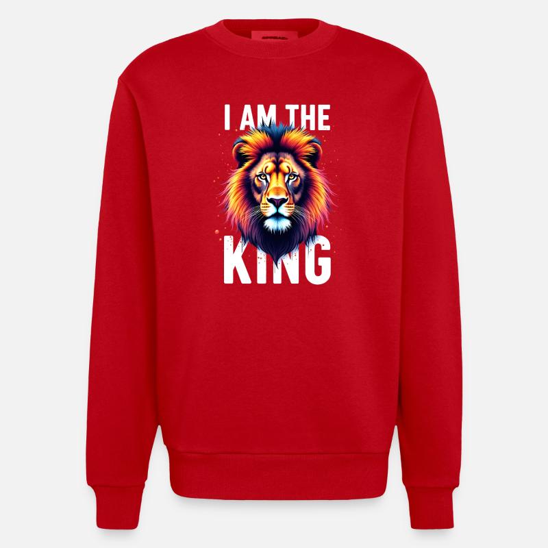 I am the King Löwe - Sweat bio épais oversize fabriqué en UE - rouge