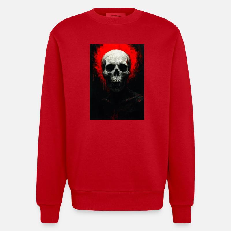 Schädel in roter Glut - Heavyweight Oversized Organic Crew Neck Made in EU - Rot