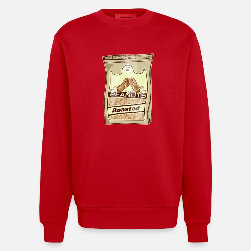 Roasted Peanuts Retro Pack - Heavyweight Oversized Organic Crew Neck Made in EU - red