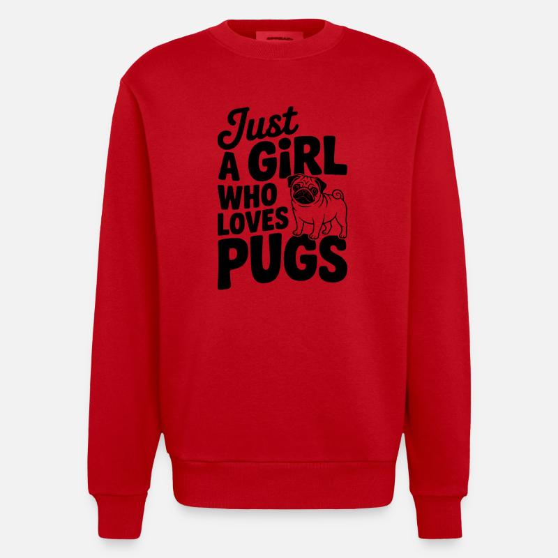 Nur ein Mädchen, das Möpse liebt - Heavyweight Oversized Organic Crew Neck Made in EU - Rot