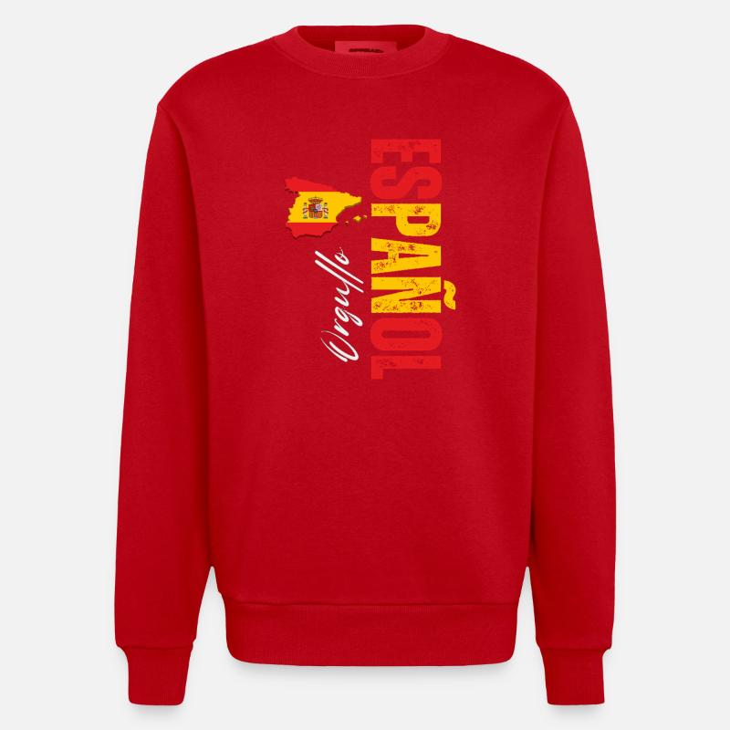 Spanish Pride, conception verticale - Sweat bio épais oversize fabriqué en UE - rouge